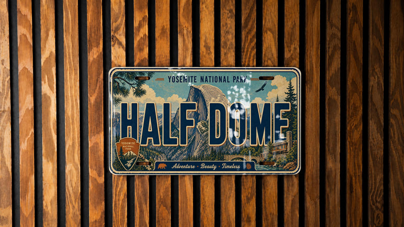 Half Dome Yosemite National Park Metal License Plate Sign