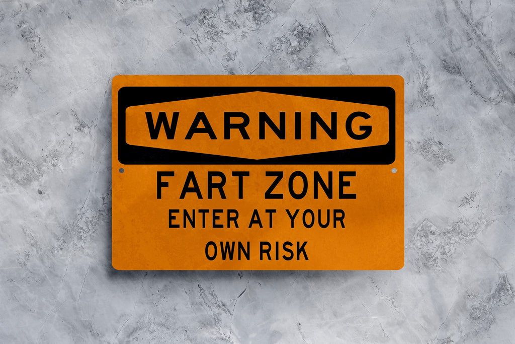 Warning Fart Zone Sign - Funny Wall Decor Gift - Metal Sign — photo 1