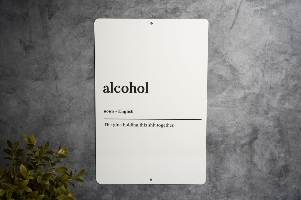 Alcohol Funny Definition Metal Sign - Humorous Bar Decor, Quirky Drink Humor, Unique Wall Art, Home Bar Accessory — photo 1