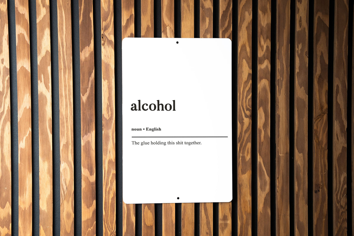 Alcohol Funny Definition Metal Sign - Humorous Bar Decor, Quirky Drink Humor, Unique Wall Art, Home Bar Accessory — photo 2