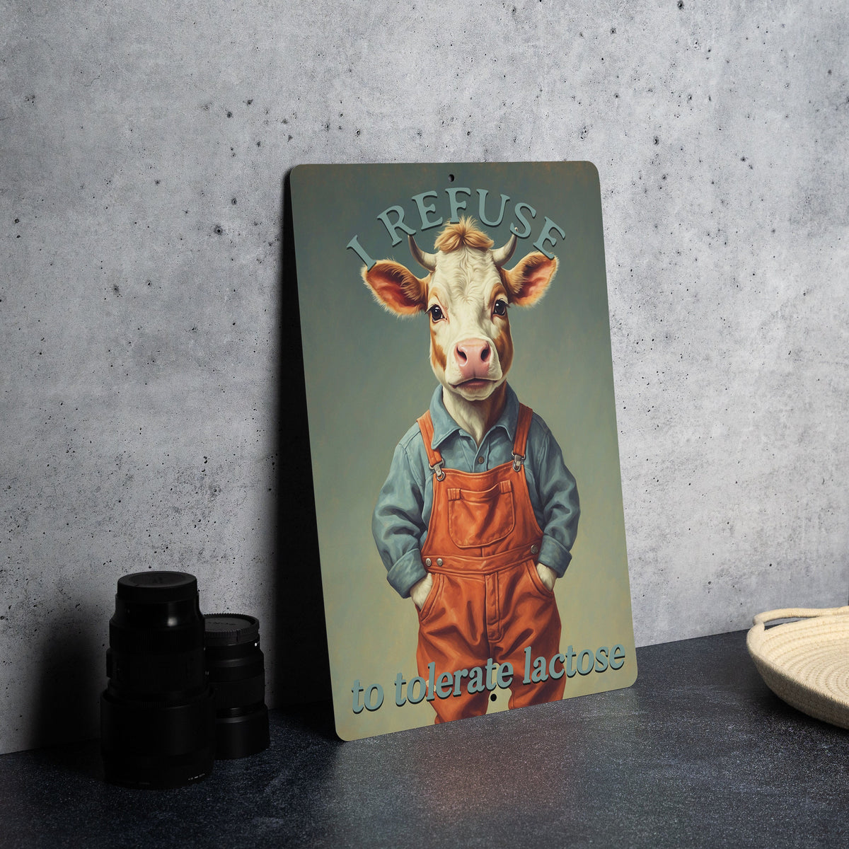 I Refuse to Tolerate Lactose Metal Sign - Cute Cow Decor, Funny Kitchen Art, Quirky Home Accessory, Lactose Intolerant Gift — photo 4