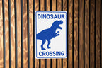 Dinosaur Crossing Metal Sign, Prehistoric Decor, Kids Room Accessory, Unique Garden Sign, Wall Art — photo 1