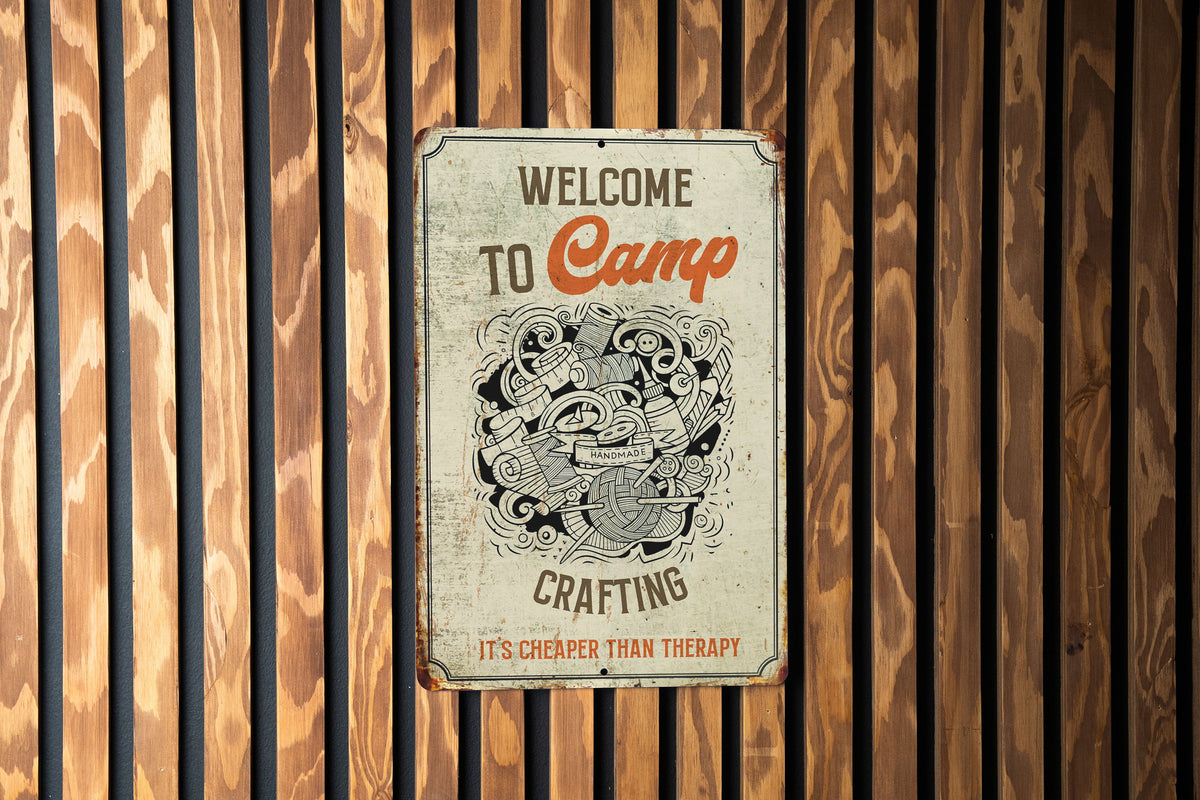 Welcome to Camp Crafting Metal Sign, Craft Room Welcome, DIY Camp Decor, Crafting Retreat Sign, Creative Getaway Art — photo 2