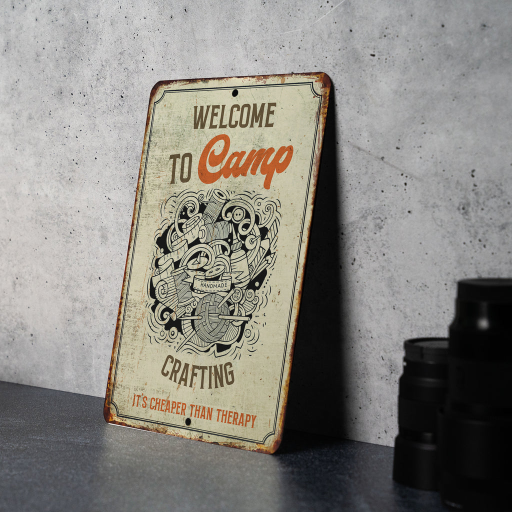 Welcome to Camp Crafting Metal Sign, Craft Room Welcome, DIY Camp Decor, Crafting Retreat Sign, Creative Getaway Art — photo 3