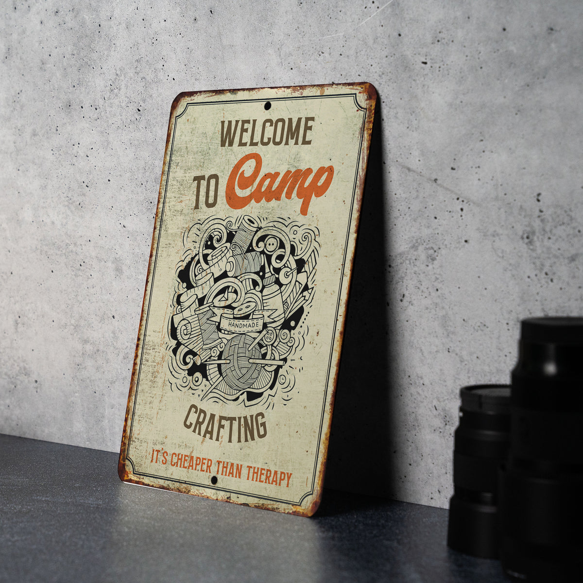 Welcome to Camp Crafting Metal Sign, Craft Room Welcome, DIY Camp Decor, Crafting Retreat Sign, Creative Getaway Art — photo 3