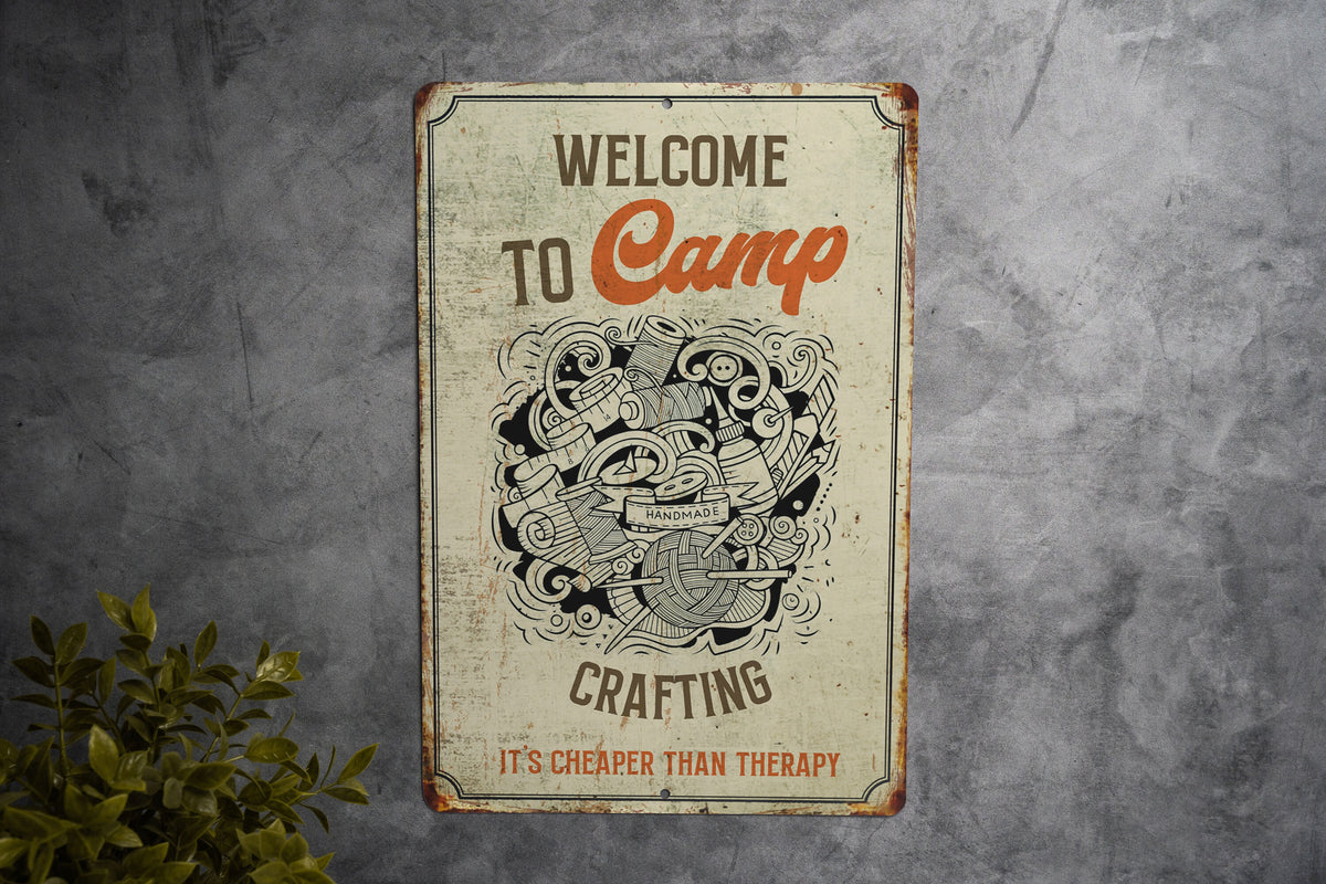 Welcome to Camp Crafting Metal Sign, Craft Room Welcome, DIY Camp Decor, Crafting Retreat Sign, Creative Getaway Art — photo 4