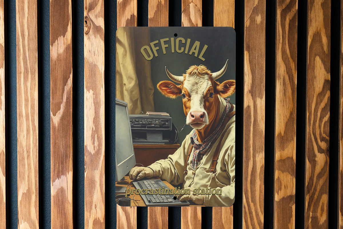 Official Procrastination Station Office Decor Metal Sign - Funny Office Sign, Work Humor, Desk Decor, Productivity Joke — photo 1