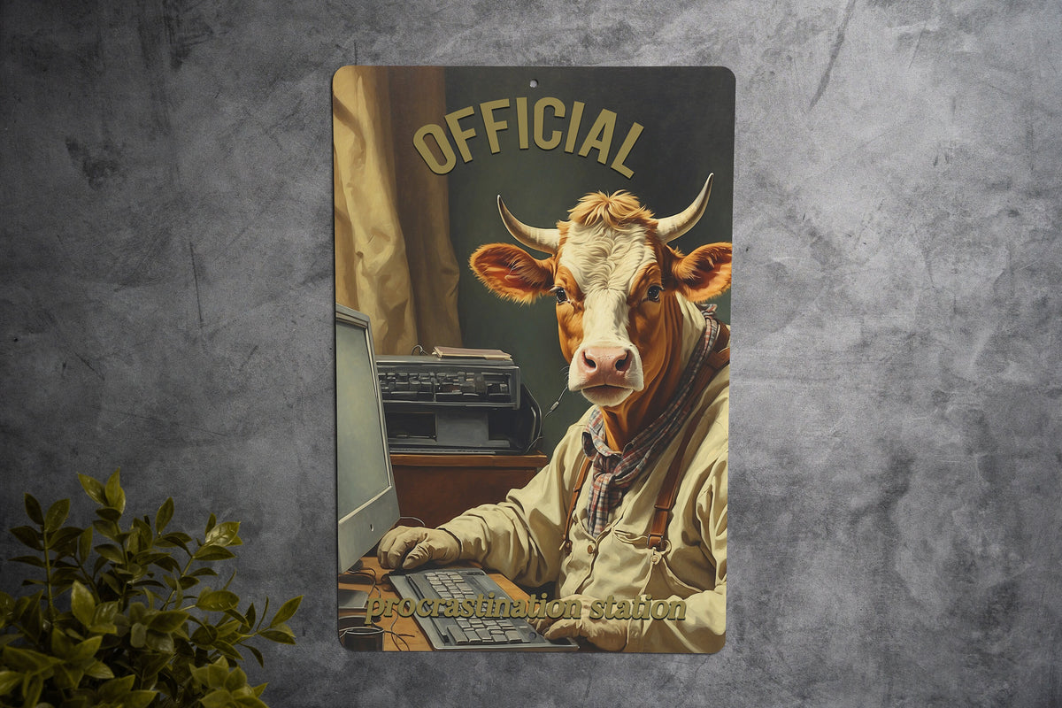 Official Procrastination Station Office Decor Metal Sign - Funny Office Sign, Work Humor, Desk Decor, Productivity Joke — photo 3