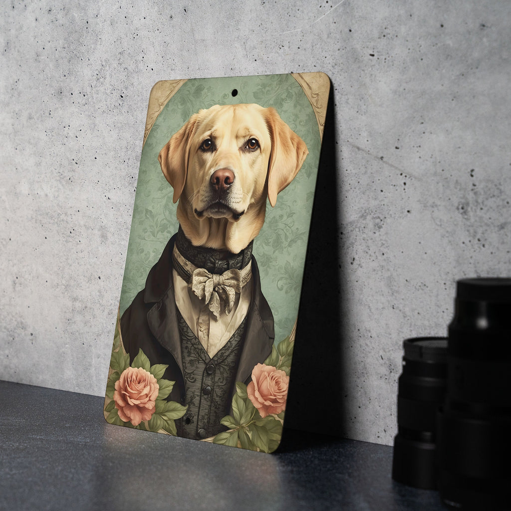 Victorian Portrait of a Labrador Retriever Metal Sign, Vintage Dog Art, Home Decor, Pet Lover Gift, Wall Hanging, Animal Portrait — photo 1