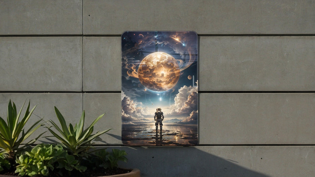 Astronaut Themed Planet Wall Art Metal Sign - Space Exploration, Cosmic Art, Sci-Fi Decor, Galaxy Design, Outer Space — photo 3