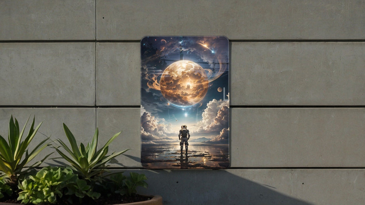 Astronaut Themed Planet Wall Art Metal Sign - Space Exploration, Cosmic Art, Sci-Fi Decor, Galaxy Design, Outer Space — photo 3