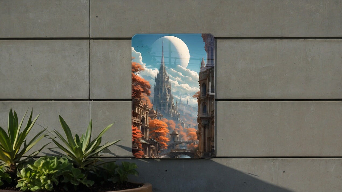 Medieval City in Nature Wall Art Metal Sign - Enchanted Landscape, Ancient Metropolis, Fantasy Setting, Nature's Embrace, Historic Fantasy — photo 3