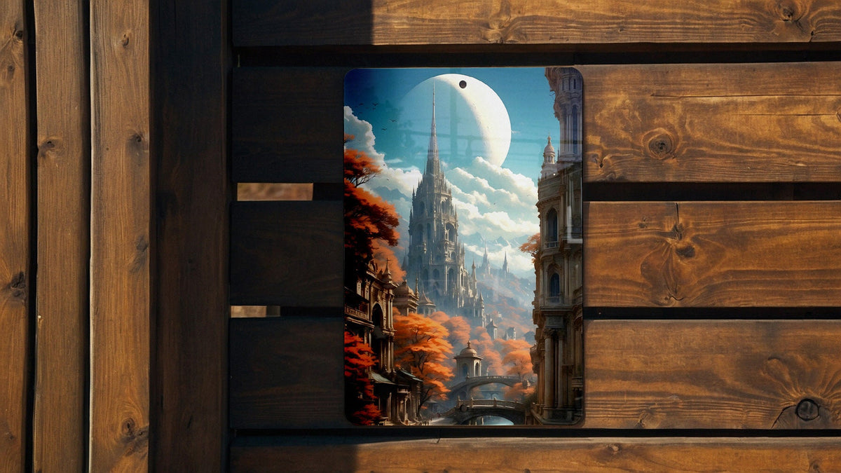Medieval City in Nature Wall Art Metal Sign - Enchanted Landscape, Ancient Metropolis, Fantasy Setting, Nature's Embrace, Historic Fantasy — photo 4