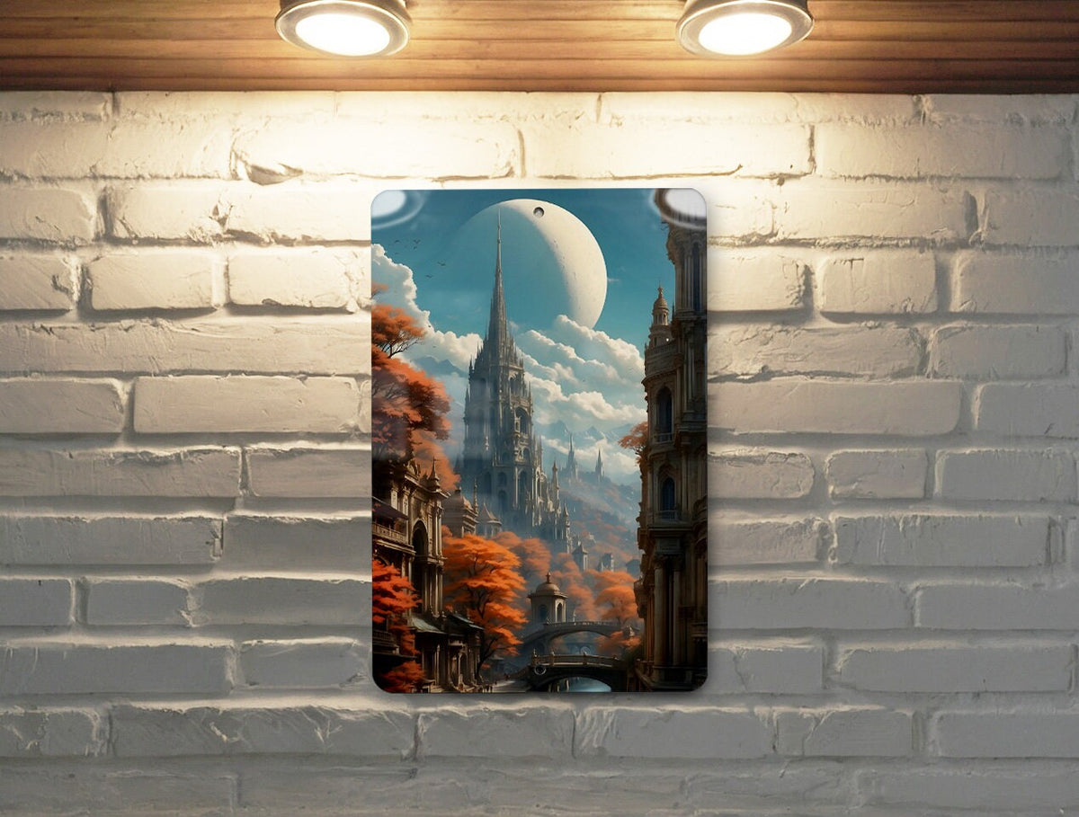 Medieval City in Nature Wall Art Metal Sign - Enchanted Landscape, Ancient Metropolis, Fantasy Setting, Nature's Embrace, Historic Fantasy — photo 5