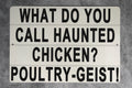 What Do You Call A Haunted Chicken - Metal Sign - Funny Kitchen Decor, Humorous Farmhouse, Chicken Joke, Ghost Humor, Rustic Wall Art — photo 1