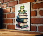 Frog on Books Wall Art Metal Sign - Whimsical Reading, Literary Frog, Book Lover's Dream, Enchanted Study, Magical Reading Nook — photo 6