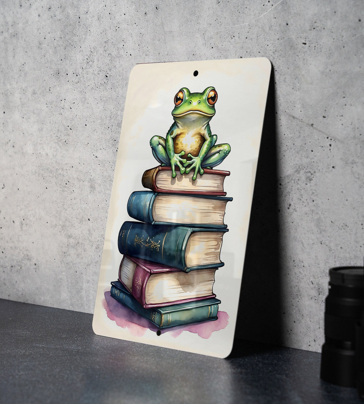 Frog on Books Wall Art Metal Sign - Whimsical Reading, Literary Frog, Book Lover's Dream, Enchanted Study, Magical Reading Nook — photo 8