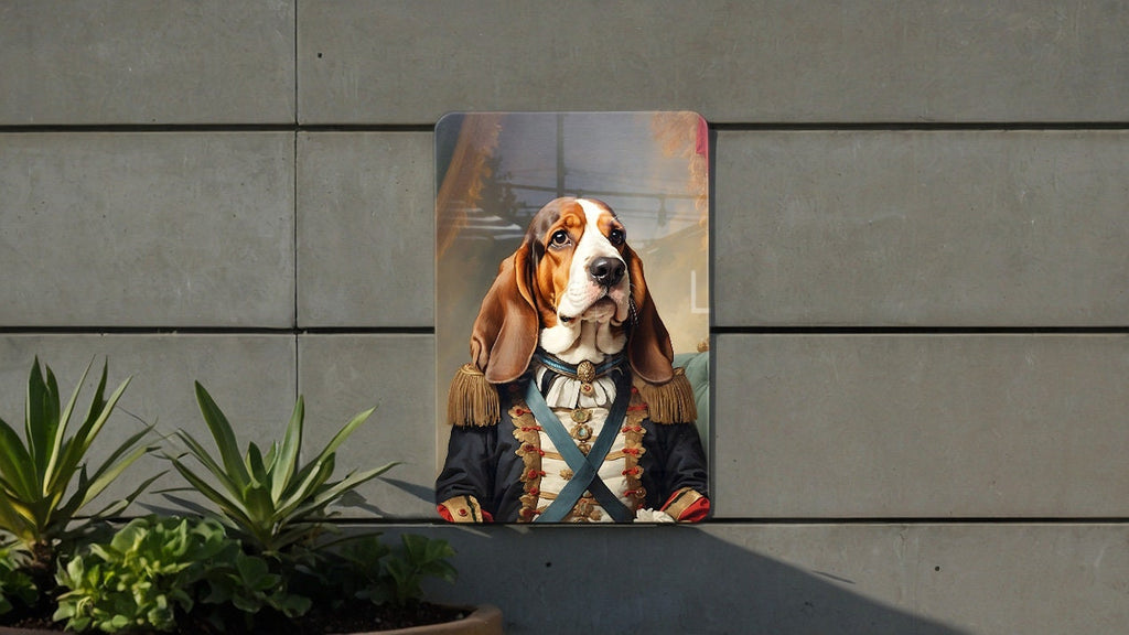Victorian Warrior Basset Hound Metal Sign - Regal Hound, Noble Sentry, Period Guard, Aristocratic Basset, Historical Dog Decor — photo 2