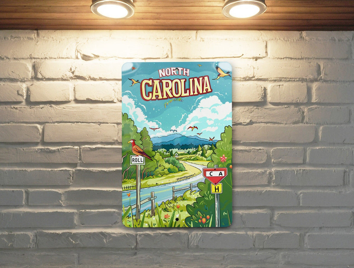 Retro Cartoon North Carolina with a Unique Metal Sign retro cartoons, North Carolina, metal sign, travel collectibles — photo 6