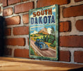 Retro Cartoon Metal Sign: A Nostalgic Journey to South DakotaRetro Cartoon, South Dakota, Metal Sign, Vintage Travel, Collectible Artifacts — photo 1