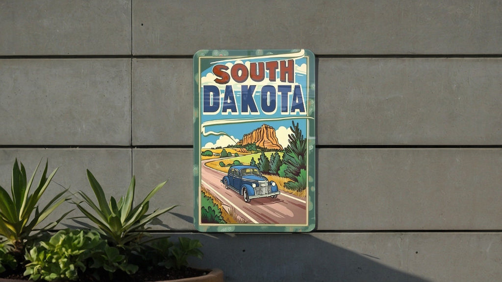 Retro Cartoon Metal Sign: A Nostalgic Journey to South DakotaRetro Cartoon, South Dakota, Metal Sign, Vintage Travel, Collectible Artifacts — photo 3