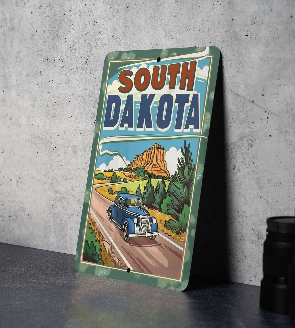 Retro Cartoon Metal Sign: A Nostalgic Journey to South DakotaRetro Cartoon, South Dakota, Metal Sign, Vintage Travel, Collectible Artifacts — photo 5