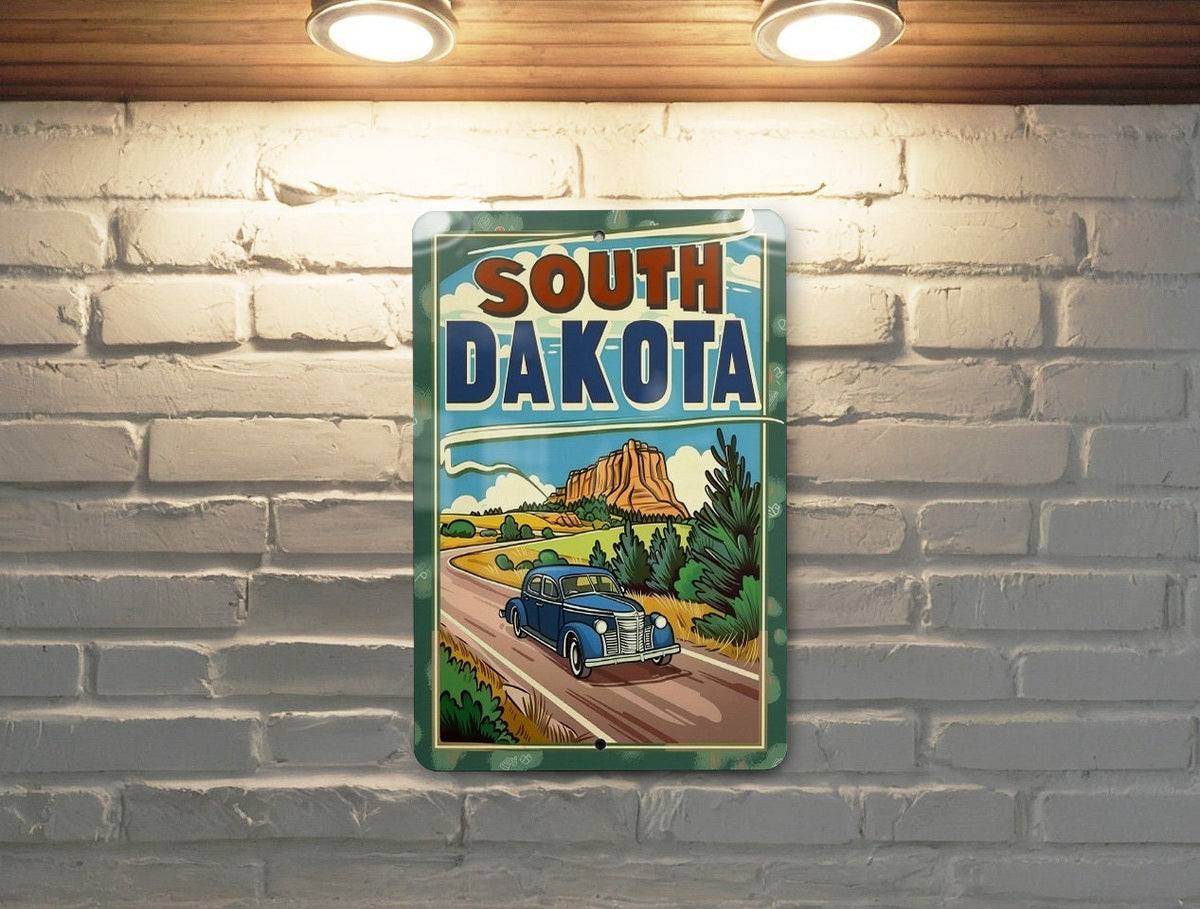 Retro Cartoon Metal Sign: A Nostalgic Journey to South DakotaRetro Cartoon, South Dakota, Metal Sign, Vintage Travel, Collectible Artifacts — photo 6