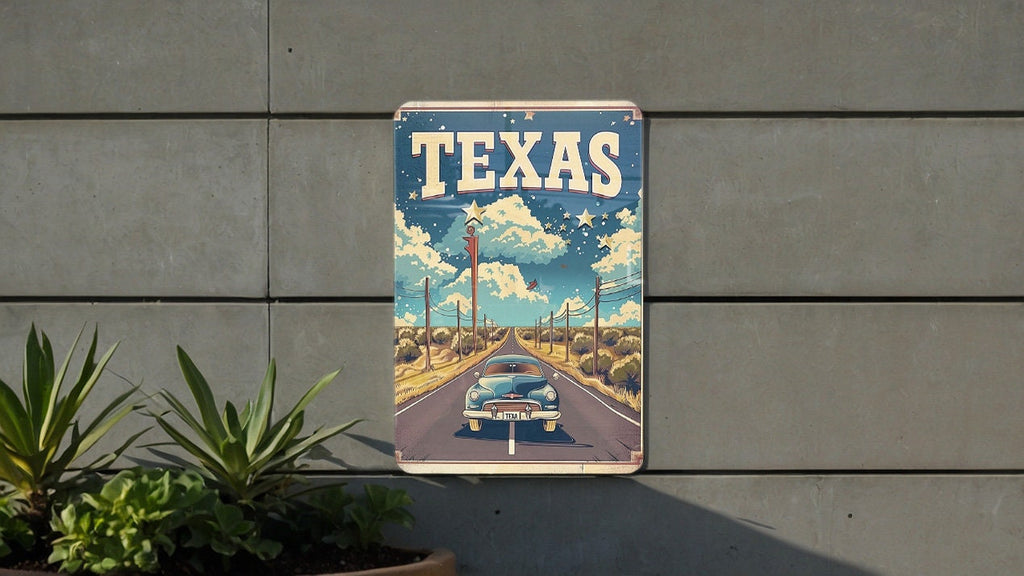 Retro Cartoon Visit Texas Metal Sign: Perfect Vintage DecorRetro Cartoon, Texas Metal Sign, Vintage Decor, Cartoon Visit, Texas Travel — photo 3
