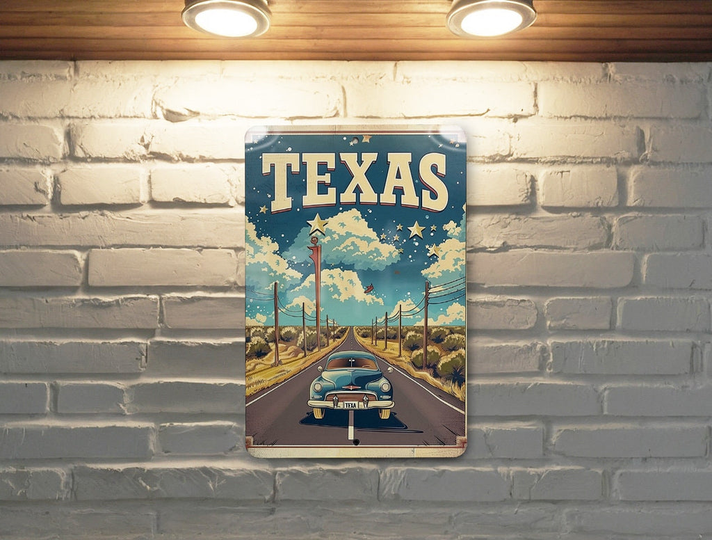 Retro Cartoon Visit Texas Metal Sign: Perfect Vintage DecorRetro Cartoon, Texas Metal Sign, Vintage Decor, Cartoon Visit, Texas Travel — photo 6