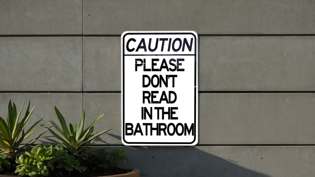Metal Sign "Please Do Not Read in the Bathroom", Wall Decor, Home Signage, Bathroom Rules, Funny Artwork — photo 4