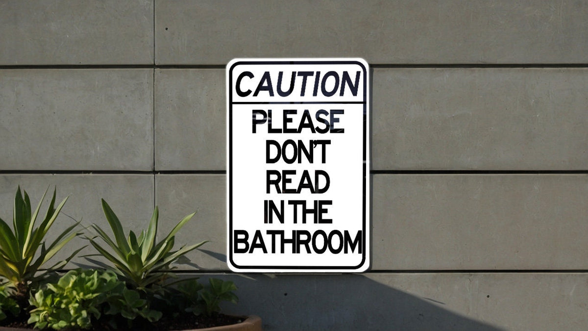 Metal Sign "Please Do Not Read in the Bathroom", Wall Decor, Home Signage, Bathroom Rules, Funny Artwork — photo 4