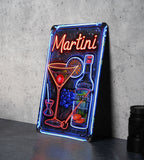 Retro Neon Style Martini Sign, Metal Wall Decor, Vintage Bar Sign, Home Bar Accessory, Cocktail Party Decor — photo 1