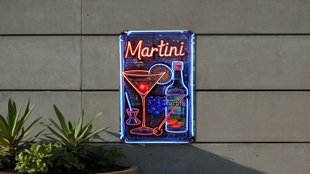 Retro Neon Style Martini Sign, Metal Wall Decor, Vintage Bar Sign, Home Bar Accessory, Cocktail Party Decor — photo 2