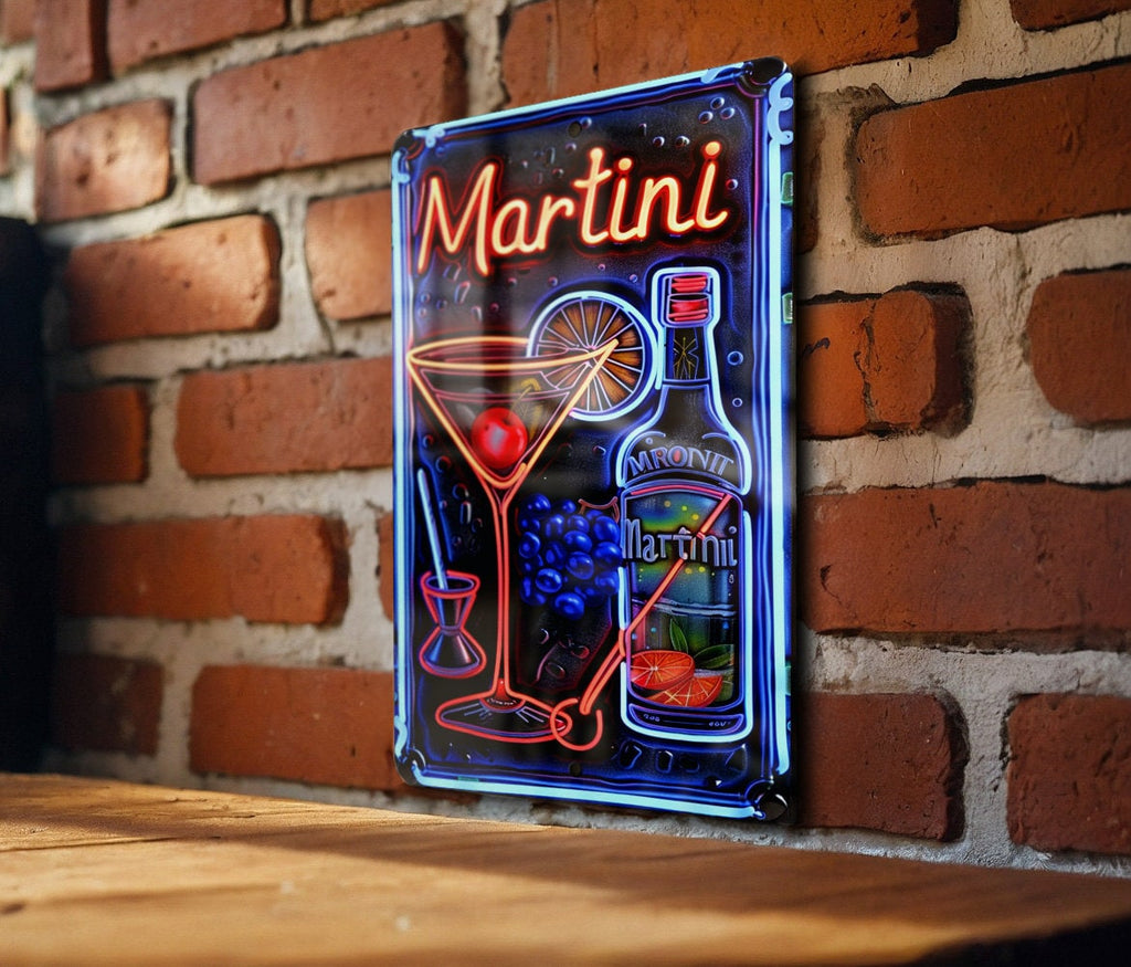 Retro Neon Style Martini Sign, Metal Wall Decor, Vintage Bar Sign, Home Bar Accessory, Cocktail Party Decor — photo 4
