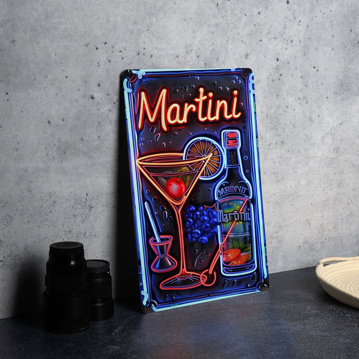 Retro Neon Style Martini Sign, Metal Wall Decor, Vintage Bar Sign, Home Bar Accessory, Cocktail Party Decor — photo 6