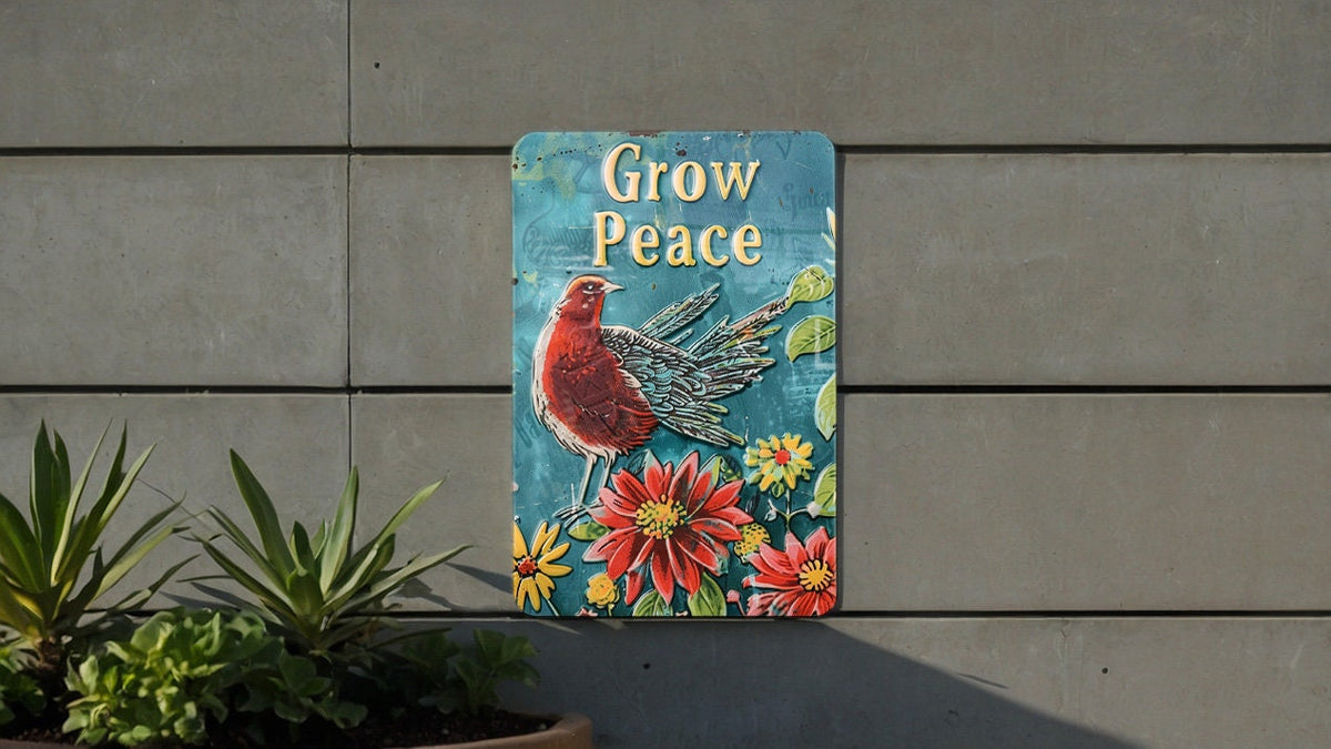 Metal Sign, Vintage Garden Decor, Peace Garden Sign, Rustic Outdoor Plaque, Home Garden Accessory — photo 6