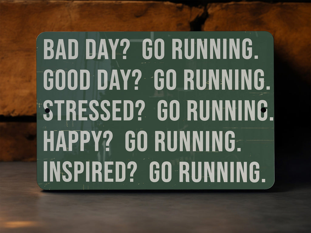 Metal Sign "Bad Day, Good Day, Everyday Go Running" - Home Decor, Wall Art, Inspirational Quotes, Fitness Motivation, Runner Gift — photo 2
