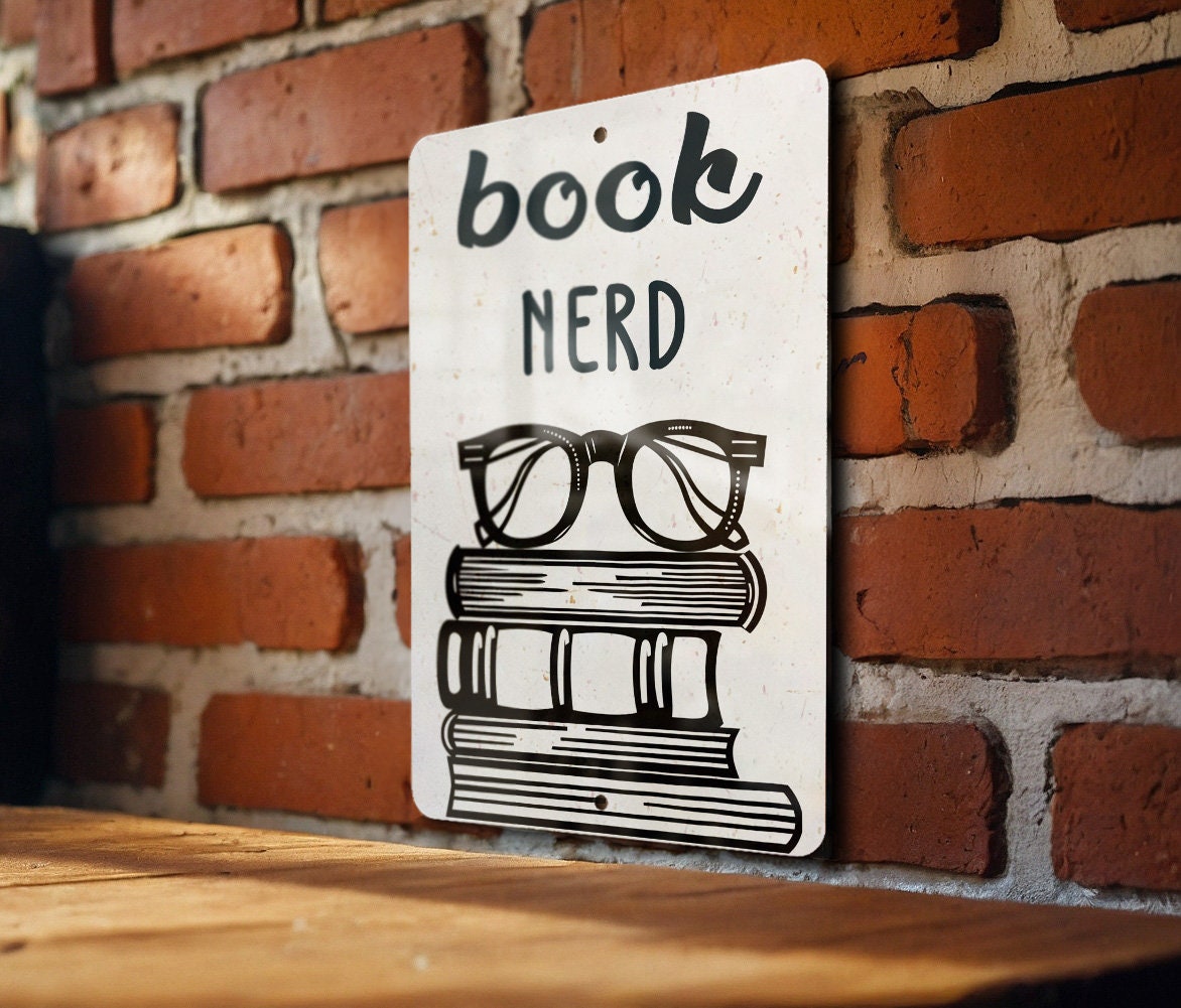 Book Nerd Metal Sign, Perfect Gift, Wall Decor, Book Lover, Home Library Decoration — photo 3
