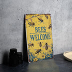 Vintage Style Metal Sign, Bees Welcome, Garden Decor, Rustic Home Accent, Unique Gift Idea — photo 2