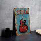 Vintage Style Metal Sign, Playing Guitar, STRUM Sign, Guitar Decor, Retro Music Wall Art — photo 5