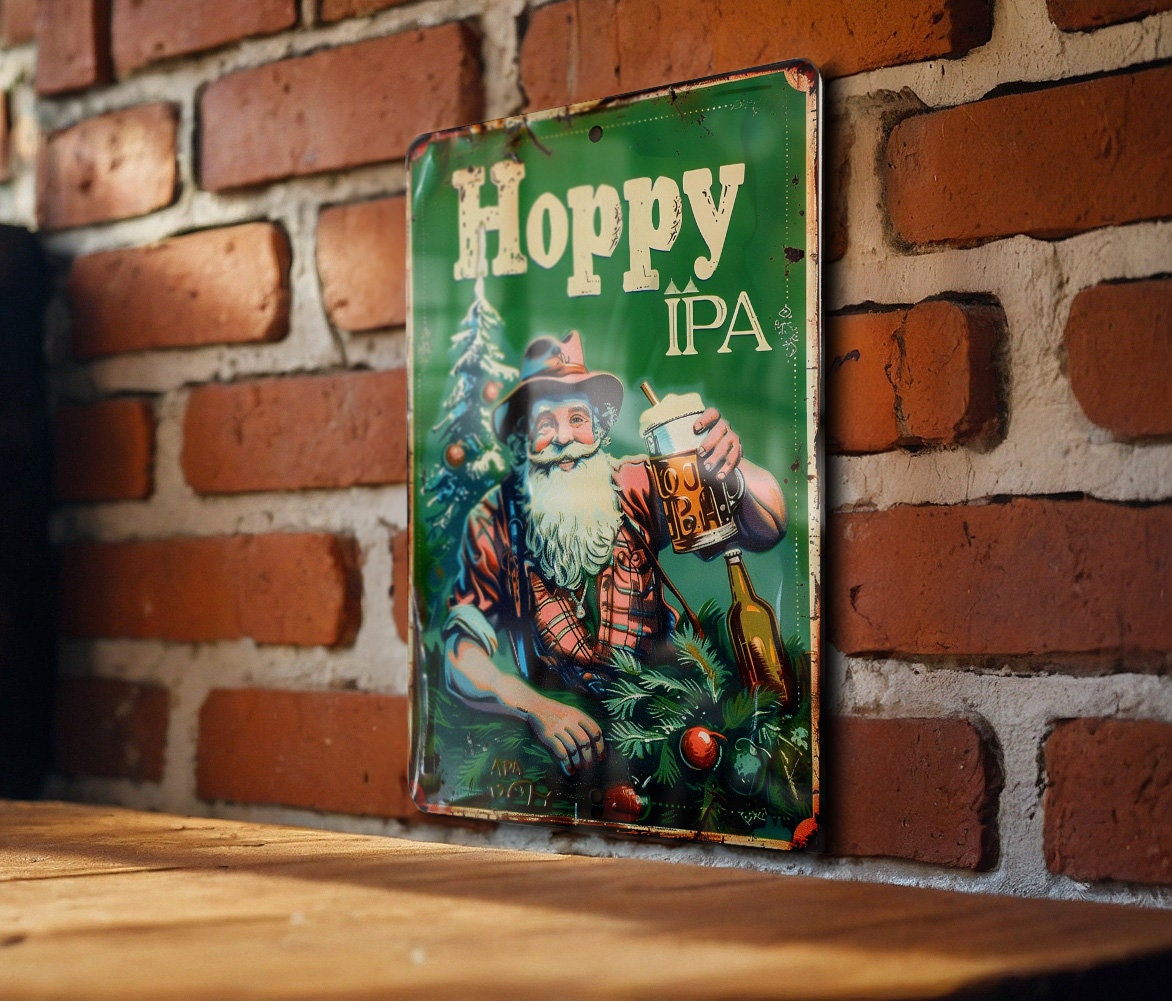 Hoppy IPA Vintage Style Metal Sign - Home Bar Decor, Craft Beer Gift, Man Cave Accessory, Wall Art, Brewery Sign — photo 2