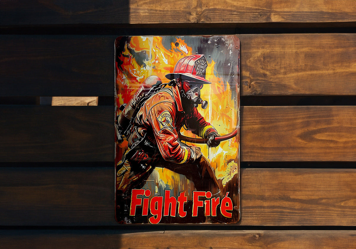 Vintage Firefighter Sign, Metal Wall Decor, Firefighter Gift, Fire Station Art, Firefighter Home Decor — photo 1