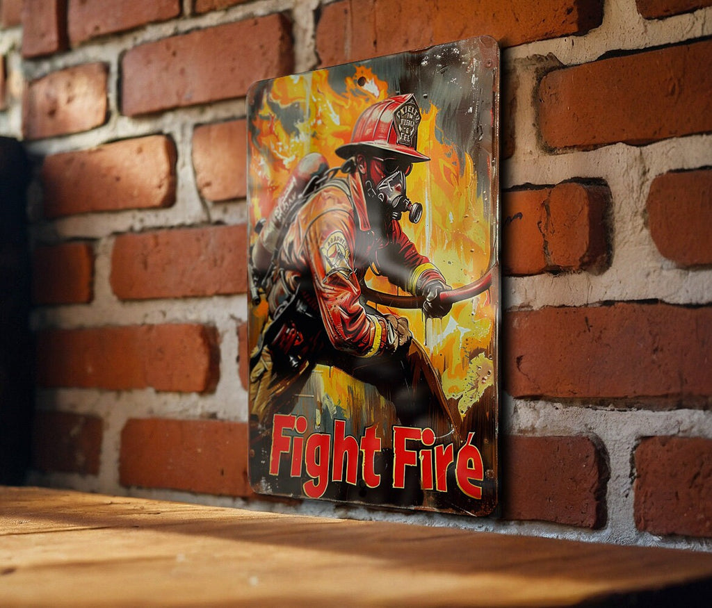 Vintage Firefighter Sign, Metal Wall Decor, Firefighter Gift, Fire Station Art, Firefighter Home Decor — photo 2