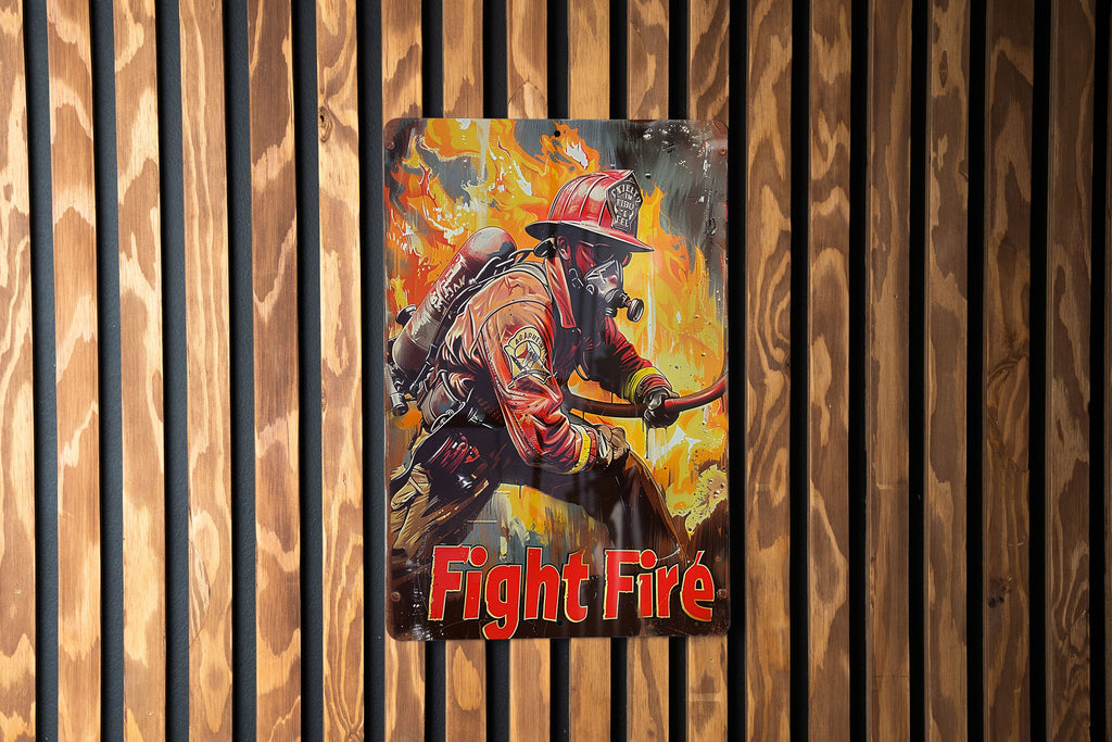 Vintage Firefighter Sign, Metal Wall Decor, Firefighter Gift, Fire Station Art, Firefighter Home Decor — photo 3