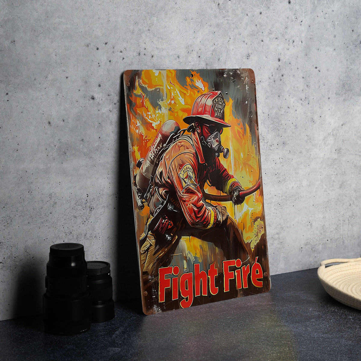 Vintage Firefighter Sign, Metal Wall Decor, Firefighter Gift, Fire Station Art, Firefighter Home Decor — photo 4