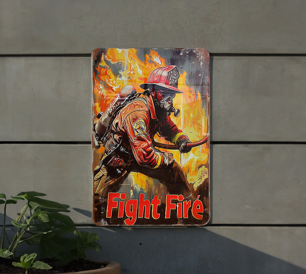 Vintage Firefighter Sign, Metal Wall Decor, Firefighter Gift, Fire Station Art, Firefighter Home Decor — photo 5