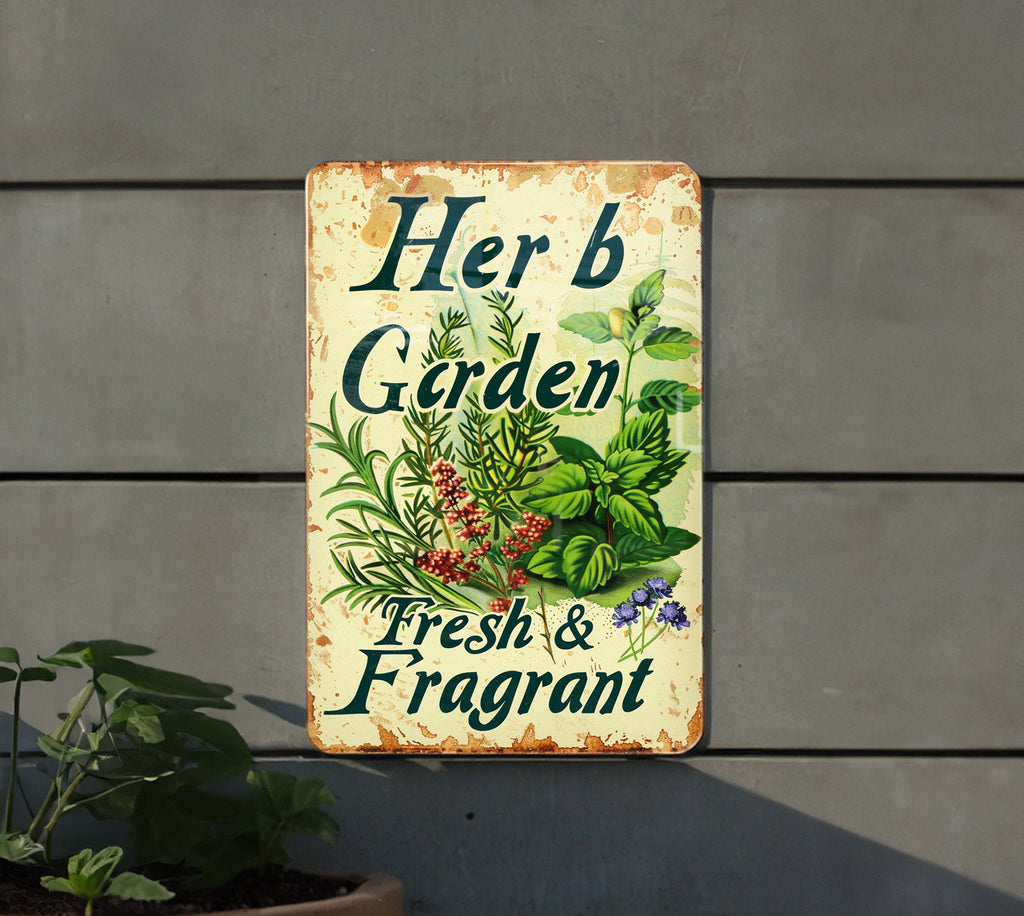 Herb Garden Metal Sign, Vintage Style, Fresh & Fragrant, Garden Tools, Gift Idea — photo 1