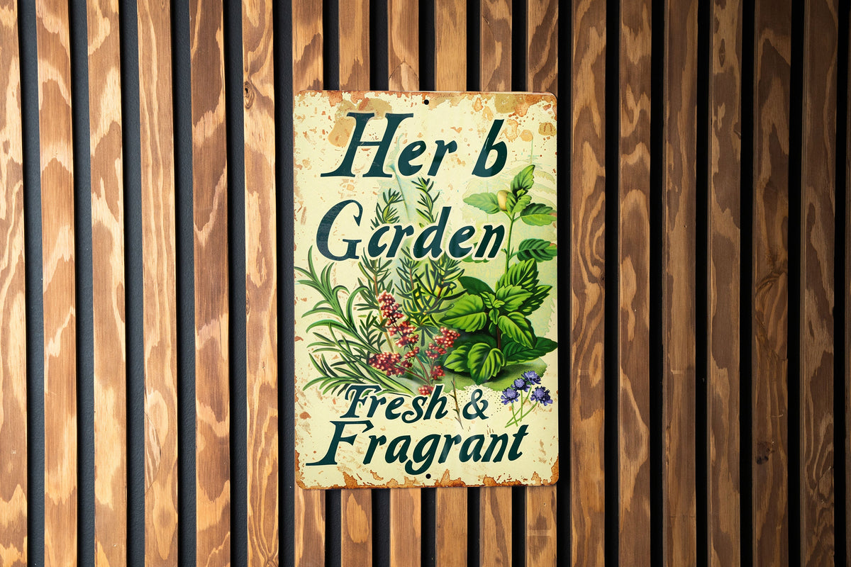 Herb Garden Metal Sign, Vintage Style, Fresh & Fragrant, Garden Tools, Gift Idea — photo 2