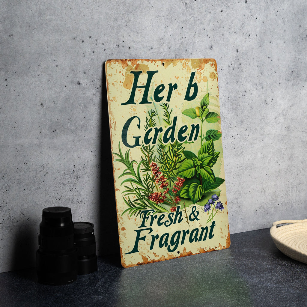 Herb Garden Metal Sign, Vintage Style, Fresh & Fragrant, Garden Tools, Gift Idea — photo 3