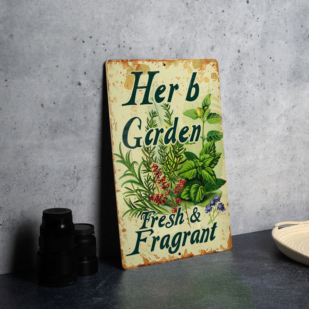 Herb Garden Metal Sign, Vintage Style, Fresh & Fragrant, Garden Tools, Gift Idea — photo 3